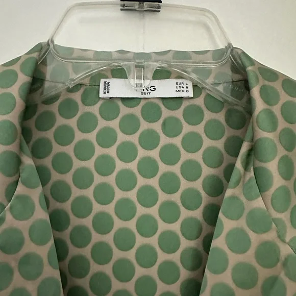MNG Suit Women's Polka Dot Cuffed Short Sleeve Tie Front Blouse Size Large - Picture 6 of 8